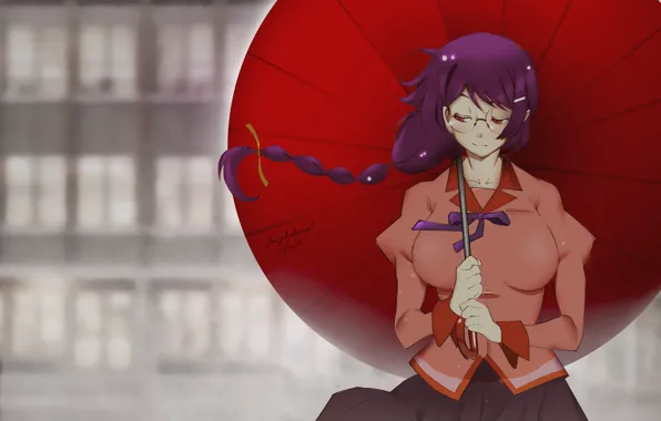 Picture girl, umbrella, Bakemonogatari, Tsubasa Hanekawa, Jowy