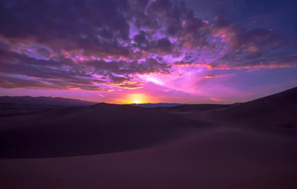 Picture dawn, desert, dunes, Sands