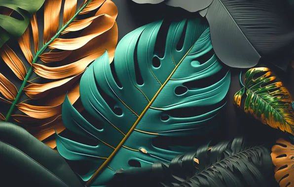 Picture leaves, background, still life, background, leaves, still life, composition, dark background