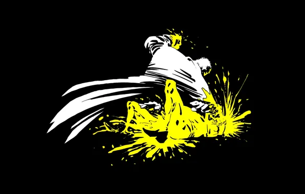 Picture white, yellow, black, minimalism, Sin City, comic