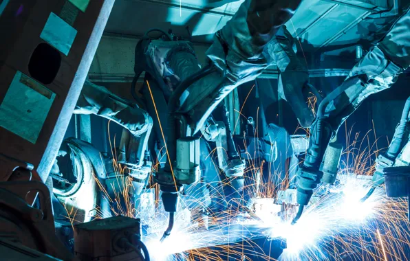 Picture industrial, sparks, metallurgy, Welders