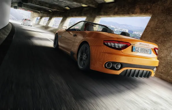 Picture Maserati, Yellow, Sport, Convertible, Ass, Maserati, Car, GranTurismo, Yellow, Sport, Convertible, Kar, Rear, Gran Turismo