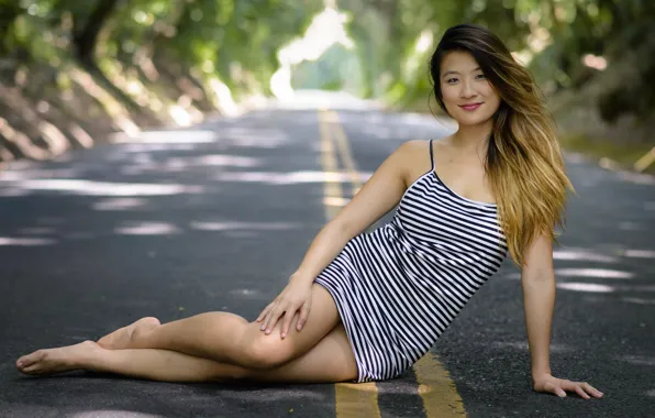 Picture girl, pose, background, Jenny Chen
