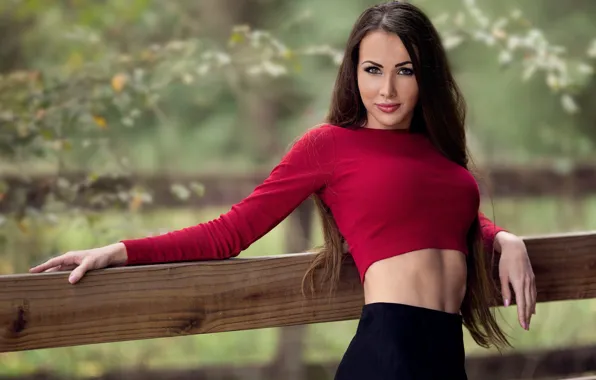 Picture chest, look, girl, face, pose, tummy, brunette, girl, topic, blouse, sexy, beautiful, beautiful girl