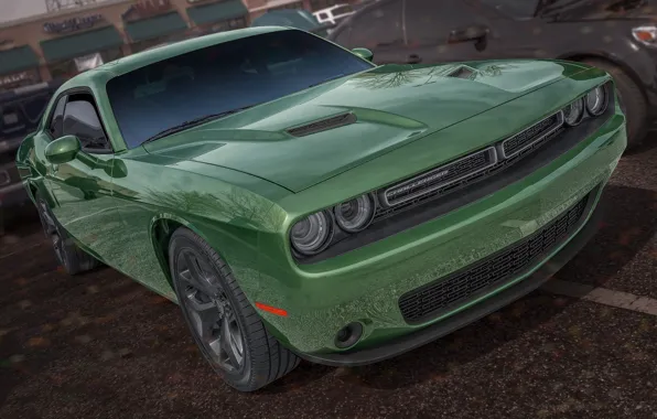 Picture green, Dodge, Challenger