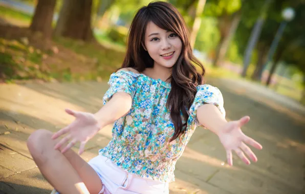 Picture summer, girl, joy, smile, background, mood