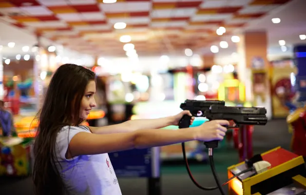 Picture the game, the world of entertainment, face, goal, Darina, hair, guns, girl
