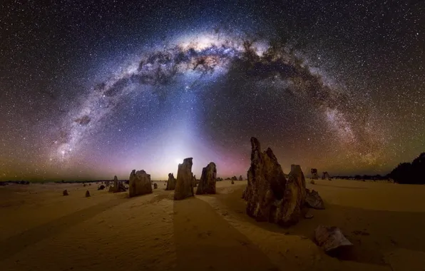 Picture stars, night, desert, the milky way