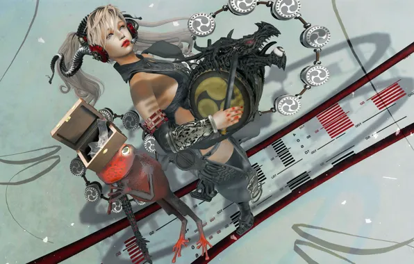 Picture girl, background, drum