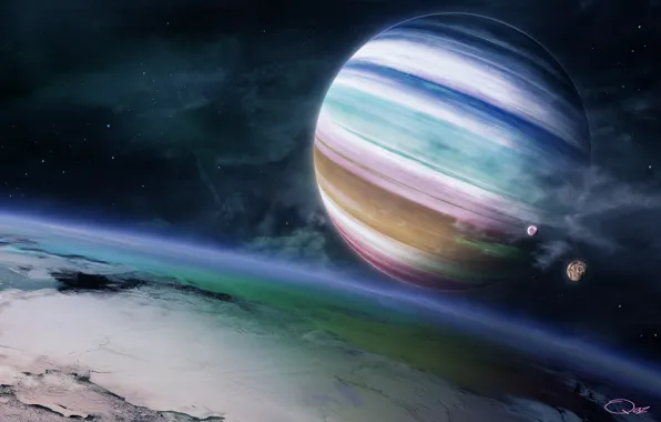 Picture planet, gas giant, the rainbow feel