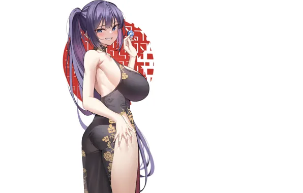 Picture girl, sexy, Anime, boobs, pretty, butt, smiling, cheongsam