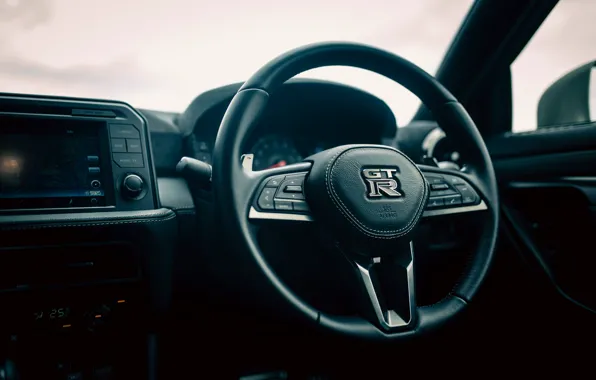 Picture logo, Nissan, GT-R, R35, steering wheel, 2023, Nissan GT-R Premium Edition T-spec