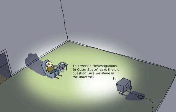Picture loneliness, humor, TV, Wulffmorgenthaler, caricature