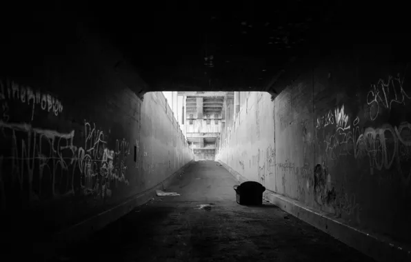 Picture Graffiti, Wallpaper, Photo, Rinzi Ruiz, Black & White, Underpass