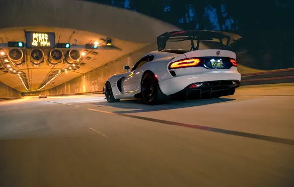 Picture road, lights, the evening, Dodge, Viper, ACR