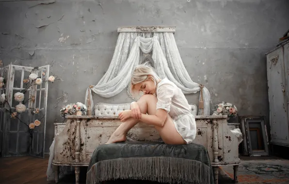 Picture room, bed, legs, Victoria Sokolova, Andrey Vasilyev, girl