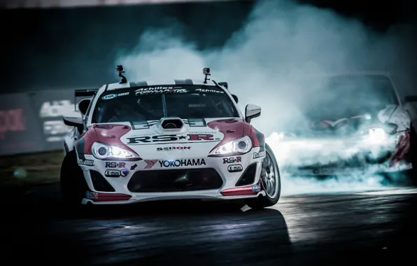 Picture Night, Smoke, Drift, Toyota, Drift, Car, Toyota, GT86