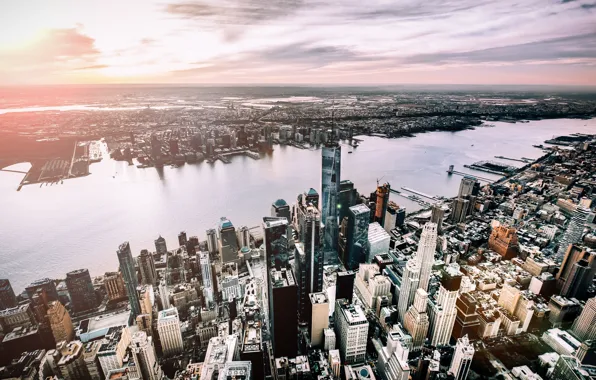 Picture sunset, the city, New York