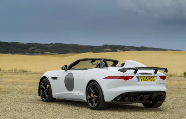 Picture field, white, the sky, clouds, hills, vegetation, Jaguar, V8, 575 HP, 5.0 L., F-Type Project …