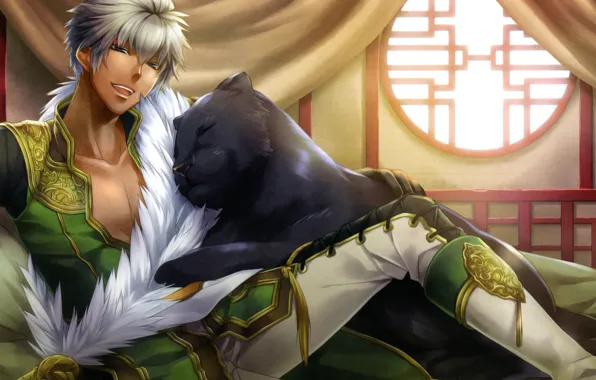 Picture anime, panther, asian, oriental, black panther, Juuzaengi Engetsu Sangokuden, Juuzaengi, Bachou