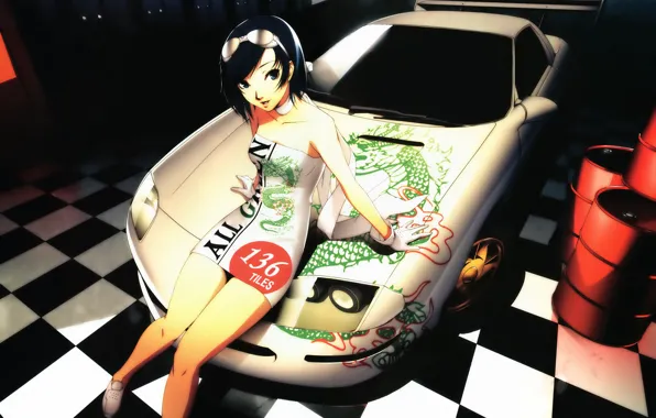 Picture machine, tile, spoiler, barrels, posing
