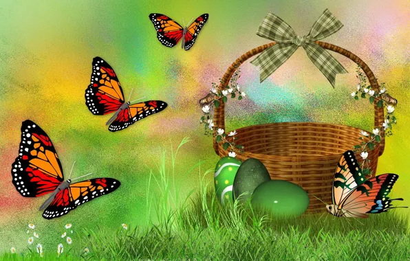 Picture BUTTERFLY, MOOD, EASTER, EGGS, HOLIDAY, THE WALLPAPERS