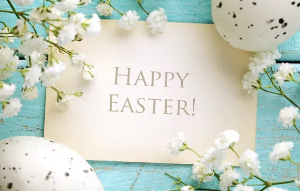 Picture flowers, tree, eggs, spring, Easter, pastel, happy, blue, flowers, spring, eggs, easter, delicate, pastel