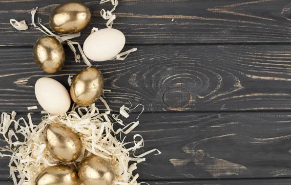 Picture gold, holiday, eggs, Easter, hay, Socket