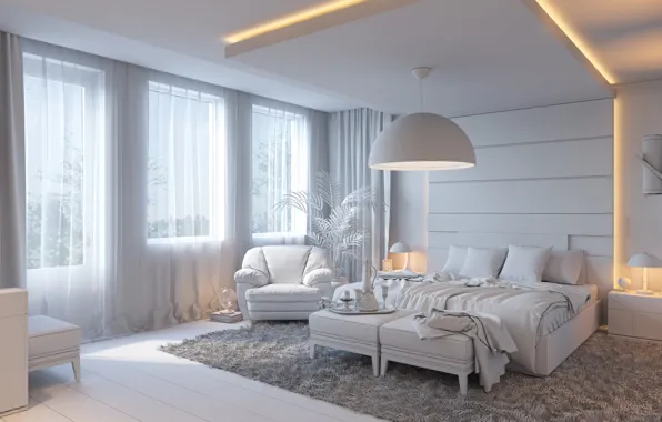 Picture design, room, bed, window, bedroom