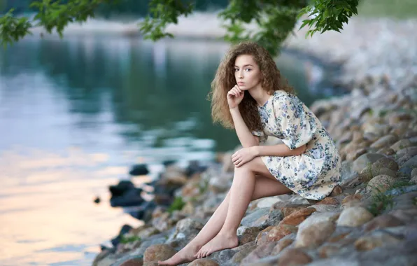 Picture stones, dress, brown-eyed