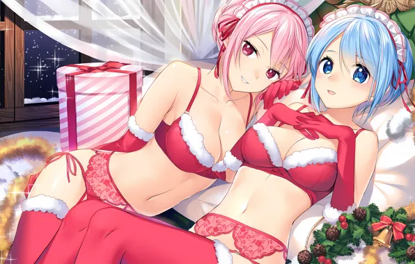 Picture sexy, lingerie, pantsu, bra, cleavage, panties, thighhighs, pink hair