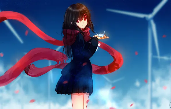 Picture look, scarf, girl, Kagerou Project, The project "hot Fog"