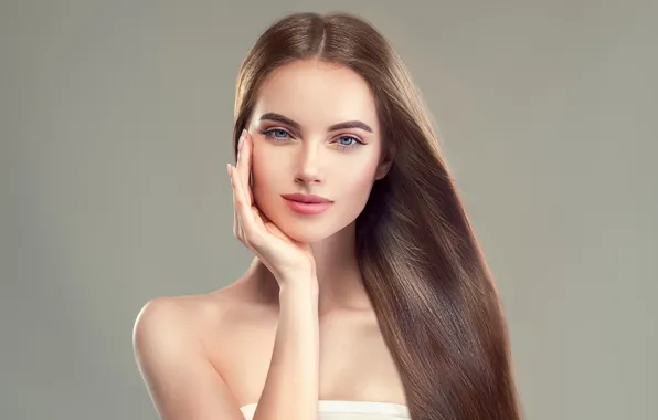 Picture girl, face, hair, hand, makeup, hairstyle, blue eyes, Sofia Zhuravets'
