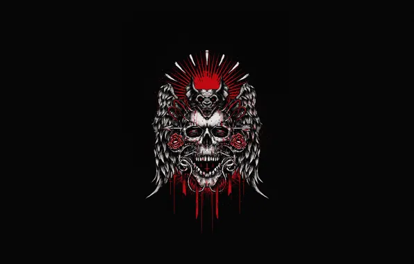 Picture Rose, Minimalism, Skull, Style, Background, Art, Rose, Style