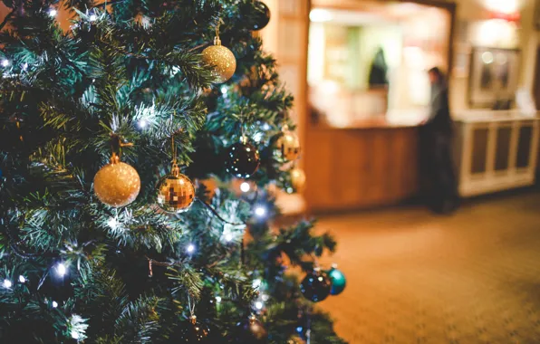 Picture decoration, holiday, balls, tree, new year