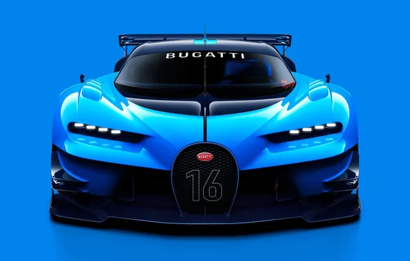 Picture concept, Bugatti, sport, Vision, blue, tuning, front, race, face, Gran Turismo