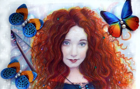 Picture look, girl, hair, beauty, art, red