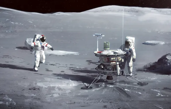 Picture surface, planet, astronauts, camera, Lunar Investigation