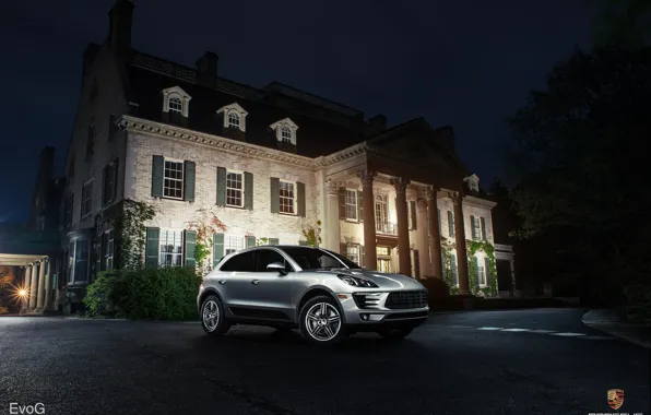 Picture night, Porsche, silver, Porsche, night, crossover, silvery, Evano Gucciardo