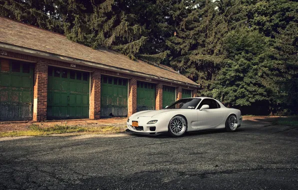 Picture Mazda, Car, Front, White, RX-7, BBS, Wheels, Swap, LS1