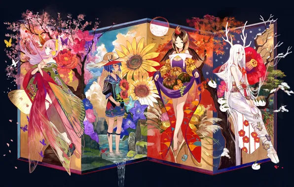 Picture girls, group, anime, Art
