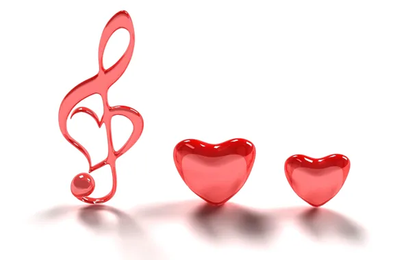 Picture love, music, Wallpaper, romance, minimalism, hearts, pink, treble clef