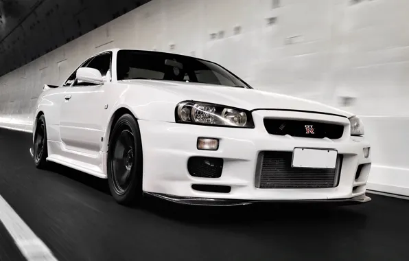 Picture white, speed, nissan, Nissan, gt-r, nissan gt-r