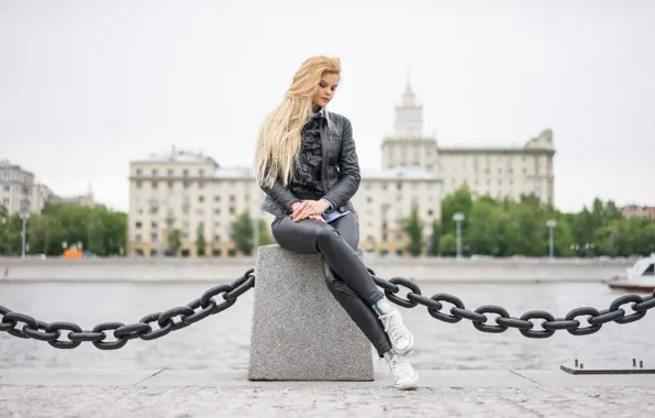 Picture face, style, river, model, hair, jacket, chain, Elena