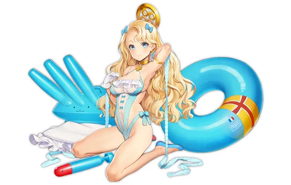 Picture girl, sexy, cleavage, long hair, boobs, anime, blue eyes, beautiful