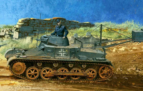 Picture figure, art, the Germans, Panzerkampfwagen I, German light tank, Panzer I, Pz.Kpfw.I with Ejector, T-1