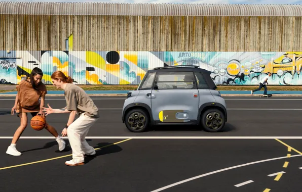 Picture Girls, The ball, Basketball, Citroen, Two, 2022, Very expressive vehicle, Small city electric car, Citroen …