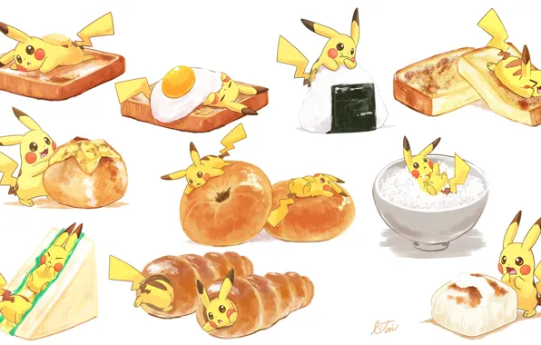 Picture food, art, Pikachu, pokemon, Pikachu