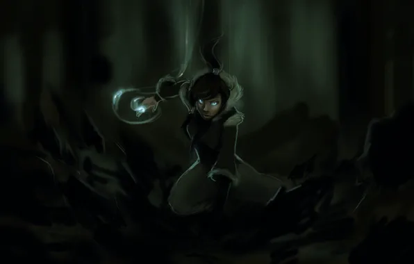 Picture forest, the wreckage, girl, earth, magic, art, avatar, times, the legend of korra
