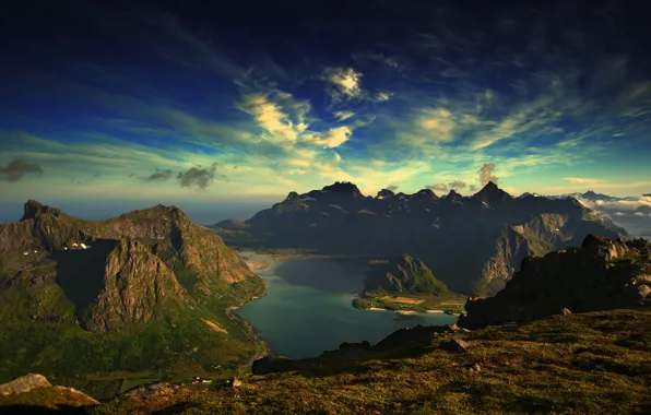 Picture water, landscape, mountains, nature, the ocean, island